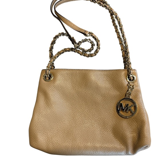 Michael Kors Handbags - Michael Kors Gold Chain Tan Shoulder Bag